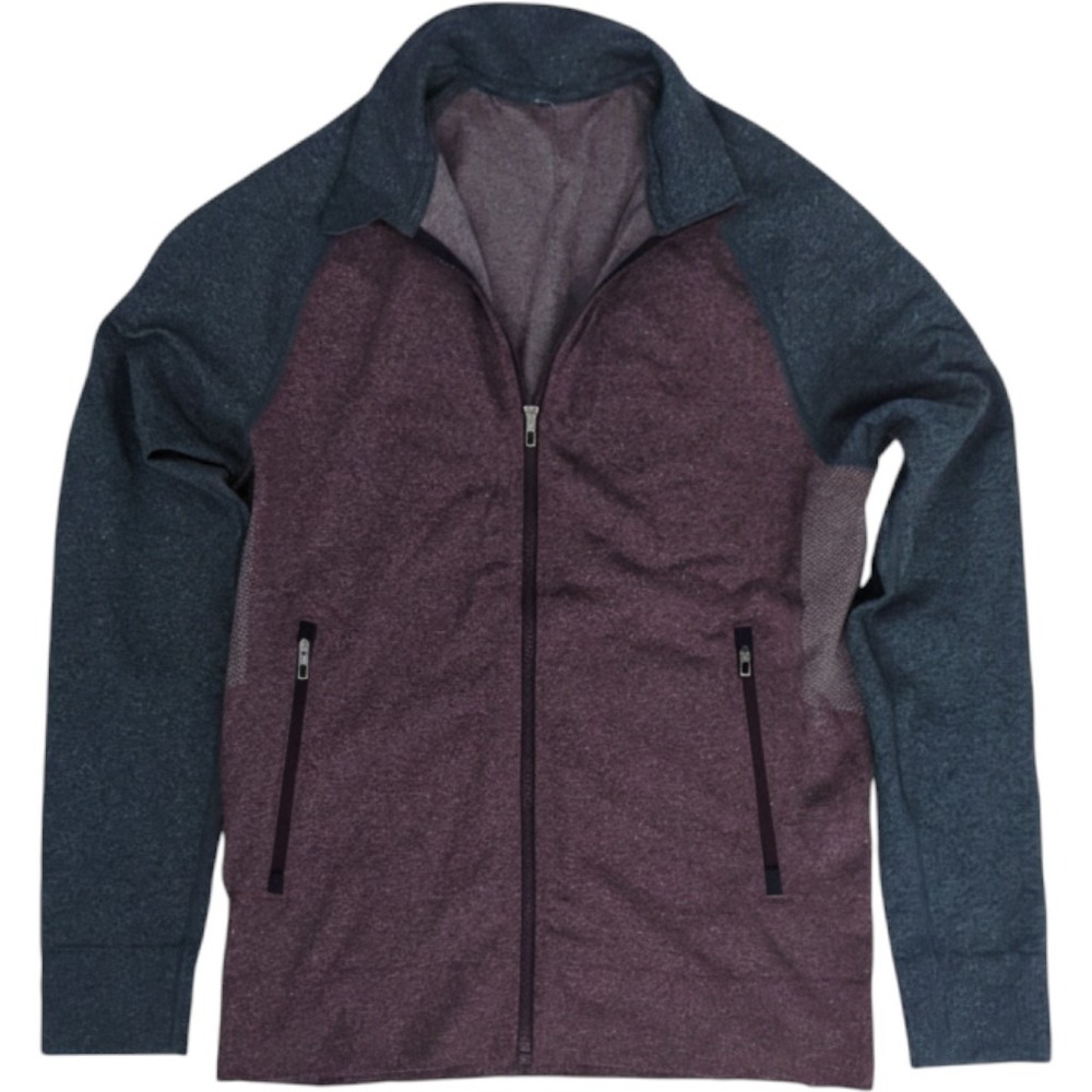 Lululemon Mens Small Pulse Jacket Red Blue Full Zip Pockets Cassis Nautical Navy